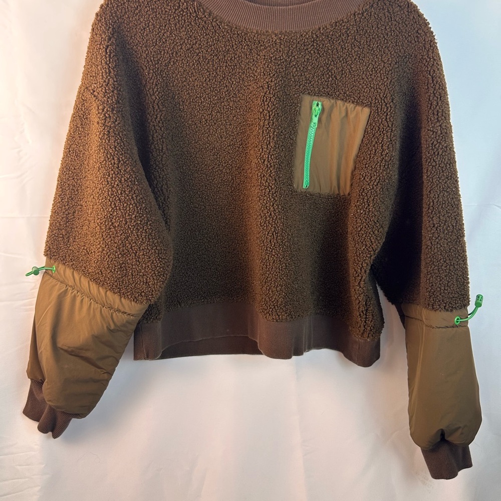Very J Brown and Green Crew Neck Sweater